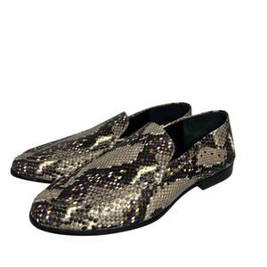 Vince Camuto Jendeya Convertible Loafer Mulberry Snake Print Leather Sz 8 EUC